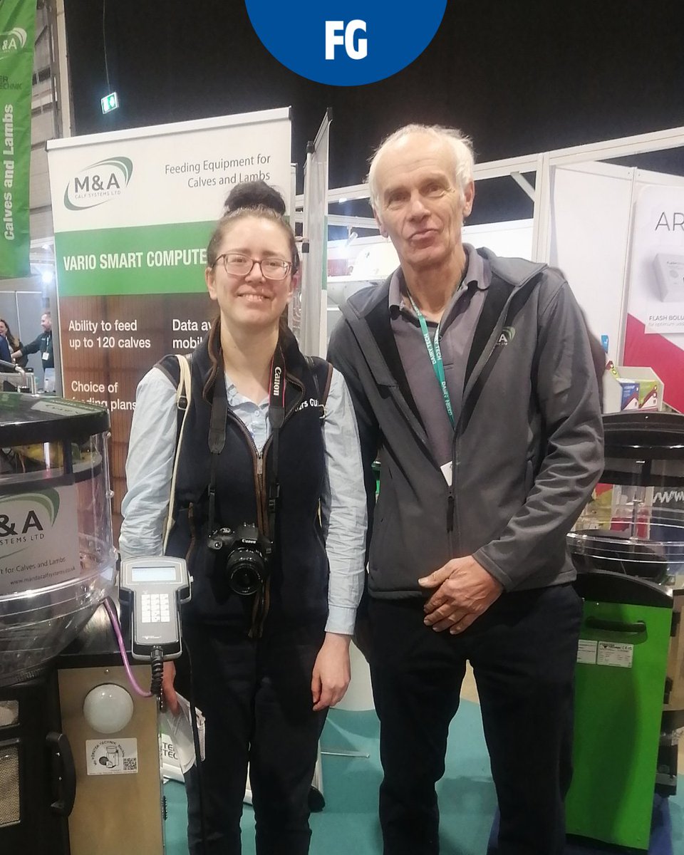 FarmersGuide's tweet image. 📣 Deputy editor Sarah Kidby is attending @Dairy_TechUK 2026 today, discovering all the latest innovations. 

Read her review of the event in the March issue of Farmers Guide 📆

Pictured with Paul Wisden, of #MAndACalfSystems.

#FarmersGuide #OutAndAbout #DairyTech2026