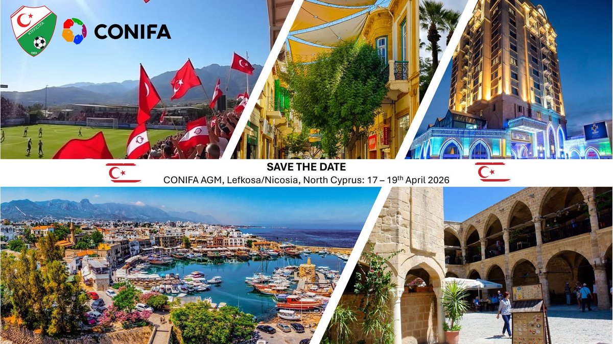 SAVE THE DATE !

CONIFA is honored to announce that in collaboration with our great member, the Kıbrıs Türk Futbol Federasyonu, the CONIFA Annual General Meeting will take place in Lefkosa, Nicosia, Northern Cyprus from 17 to 19 April 2026. 

#inclusion #football4all #peace