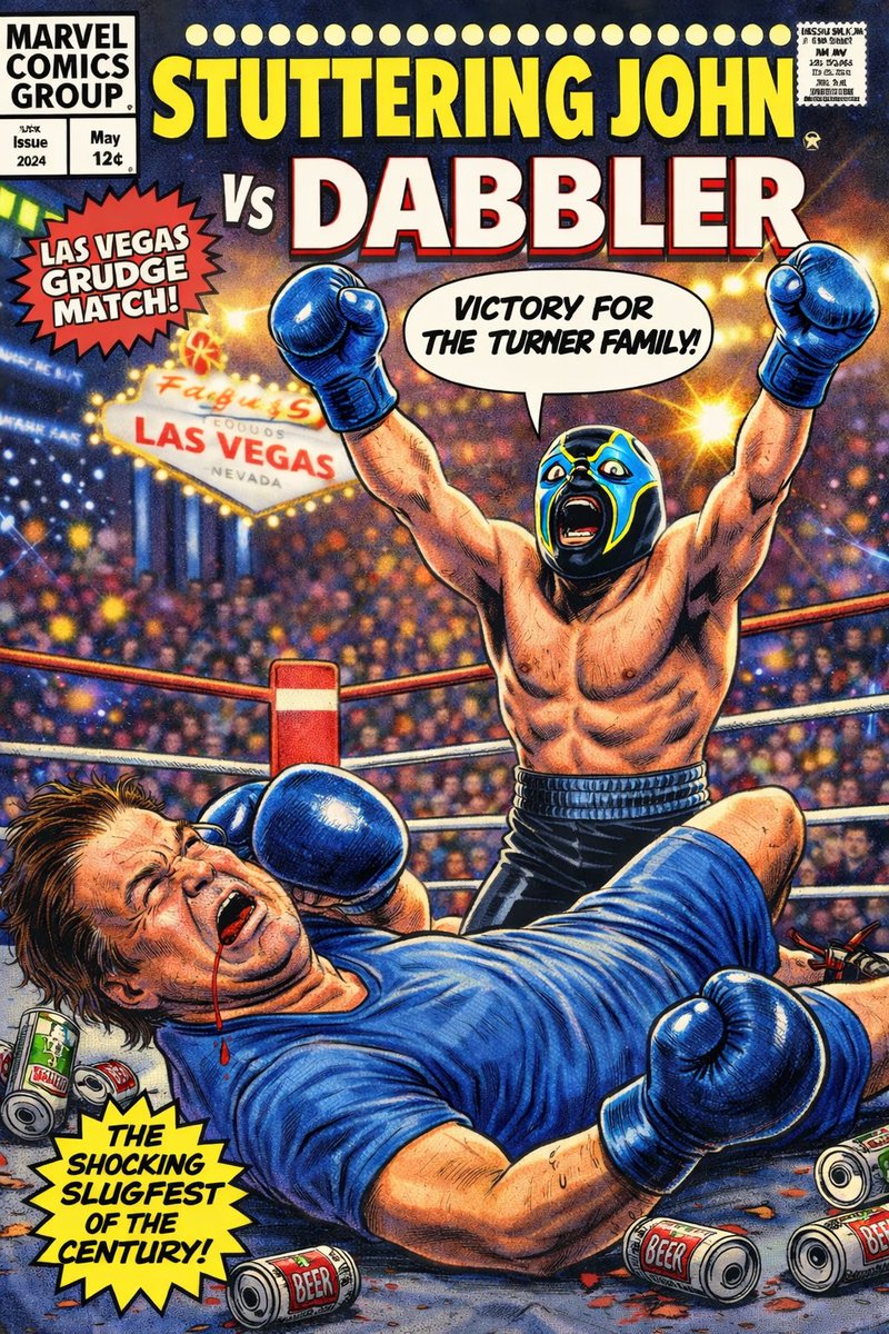 _Old_Craig_'s tweet image. From the neon strip to the canvas, @BeDabbler stands tall while the ring tells the whole story. Beer cans scattered, crowd stunned, history made.
VICTORY FOR THE TURNER FAMILY!