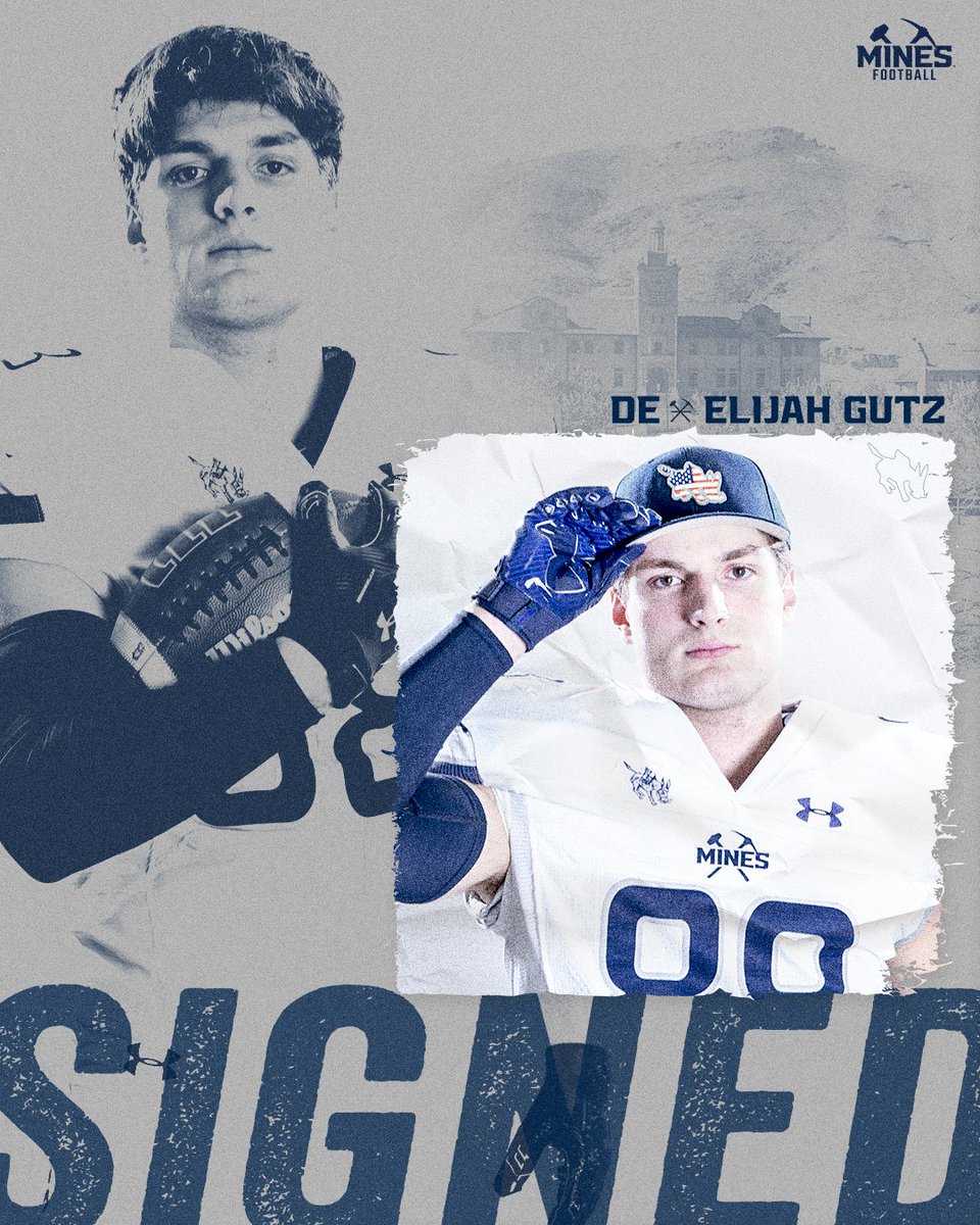 MinesFootball's tweet photo. ⚒️𝗦𝗜𝗚𝗡𝗘𝗗⚒️

Welcome to Mines @elijah_gutz!

DL 🏈 Lincoln, Neb.

👤 https://t.co/5wfg98Yvo4

#HelluvaEngineer⚒️ https://t.co/nV4ciRKrHc