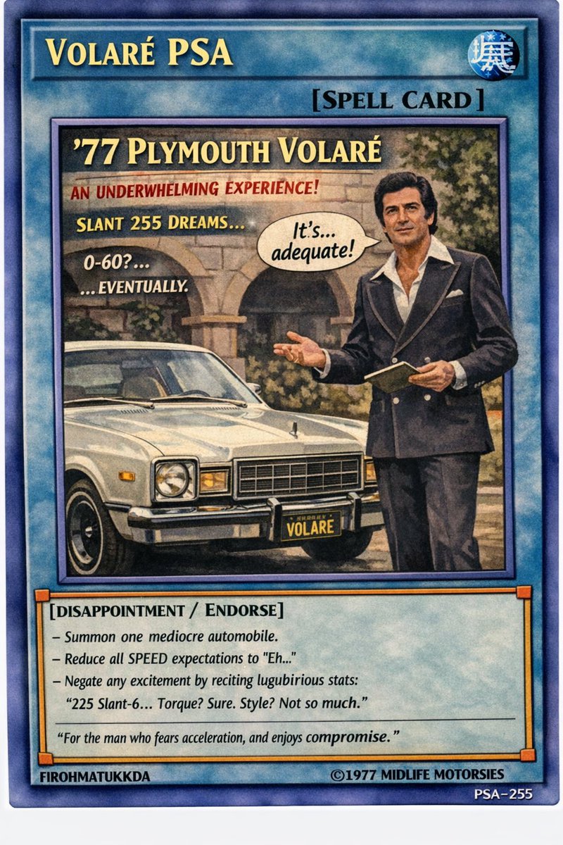 Volare, it’s Italian for runaway fast. #Plymouth #Volare #SergioFranchi #CarOfDissappointment