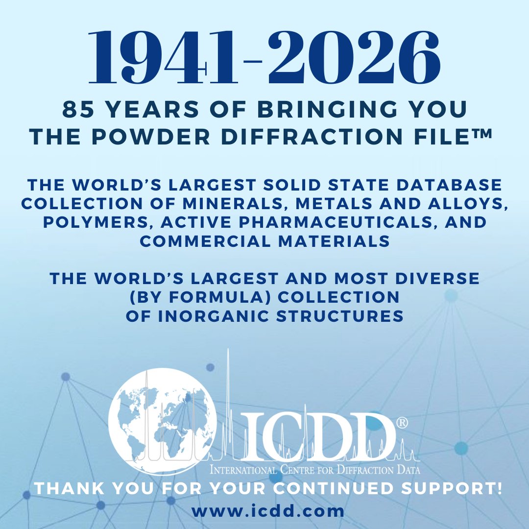 icddicdd's tweet photo. https://t.co/jvd83EIOAn 
The International Centre for Diffraction Data (ICDD®) is a non-profit scientific organization dedicated to collecting, editing, publishing, and distributing powder diffraction data for the identification of materials. 

 #PowderDiffraction #ICDD https://t.co/UU5DldCIqc