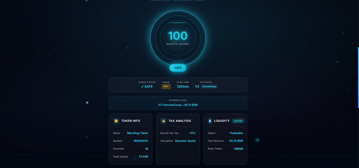 SFGEngine's tweet image. SFG keeps expanding 🔥

✅ BSC chain V2 V3 successfully added 

👉 Honey pot detection 
👉 Tax analyze 
👉 Liquidity analyze 
👉 Soft rug detect 

Q1 for SFG will be massive that's only the beginning. 
Test for free link in bio 😉