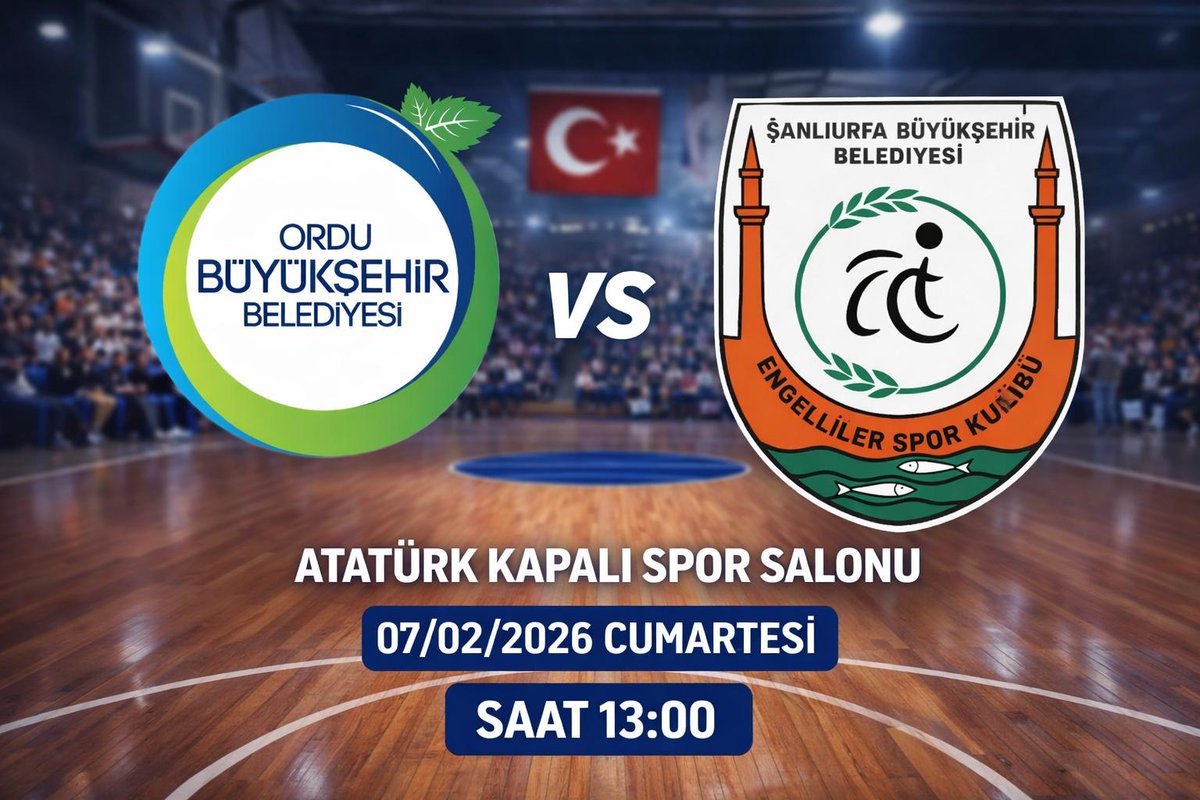 Tekerlekli Sandalye Basketbol Süper Ligi
Ordu Büyükşehir Belediyesi /Şanlıurfa Büyükşehir Belediyesi Engelliler Spor Kulübü
Atatürk Kapalı Spor Salonu
07/02/2026 Cumartesi  13.00
Takımımız deplasmanda şehrimizi temsil edecek. Tüm destekçilerimize duyurulur.