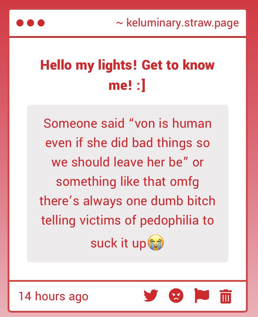Keluminary's tweet photo. I'm so tired of being nice on main so

Just saying if you OPENLY defend a racist pedophile who has sexually harassed people when there is proof of everything you should die. Pedophiles should die. If you support Brooklyn do some SERIOUS self reflection.

Alright NOW i'm gone! <3 https://t.co/4tWLwYQPc8