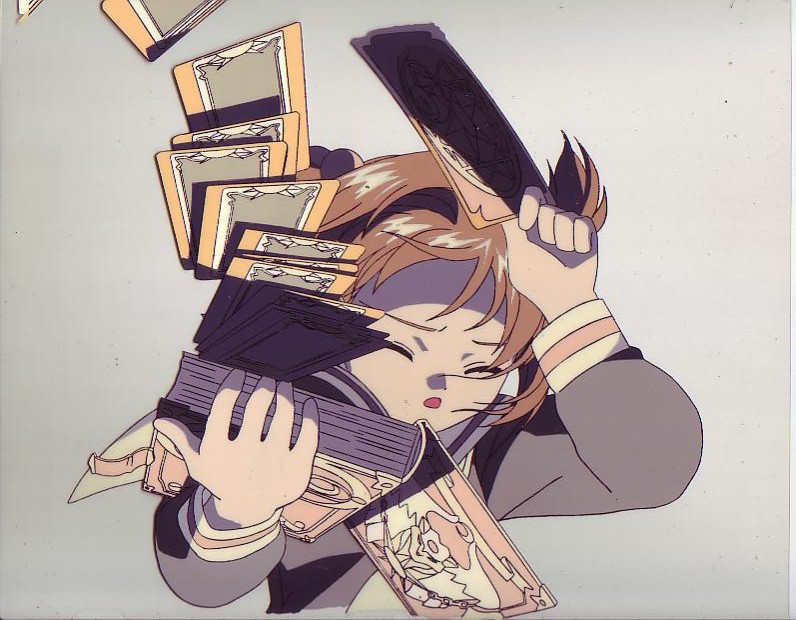今日は風の日・・・セル画は、ウィンディの風でカードを吹き飛ばすさくらちゃん萌え～！