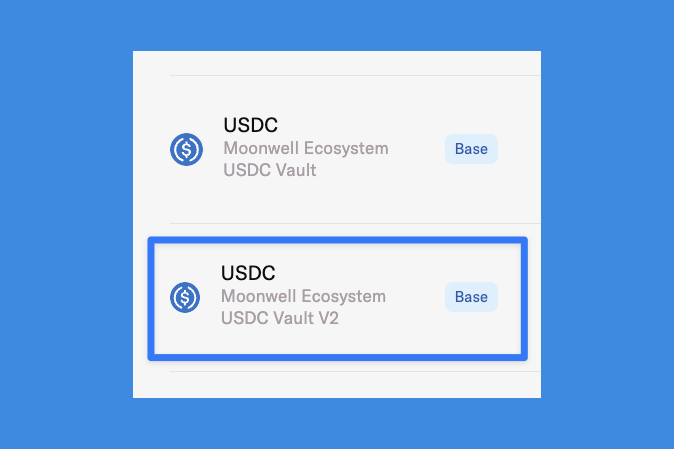 MoonwellDeFi's tweet photo. The Moonwell Ecosystem USDC V2 Vault is now live in the Moonwell app!

@Morpho V2 Vaults build on the functionality of Morpho V1 Vaults, offering greater flexibility and capabilities.

Don't let your dollars sit idle, it's time to put them to work on @Base. https://t.co/iEAbv91Jnc
