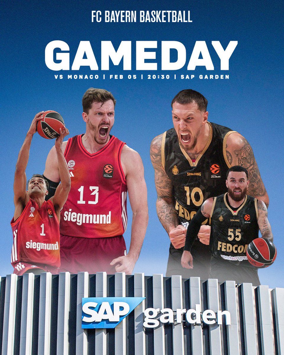 FCBBasketball's tweet photo. Monaco (di Baviera) vs Monaco!
๐ @Euroleague
๐ @ASMonaco_Basket
๐ 20:30 CET
๐ @SAPGarden
๐๏ธ https://t.co/iCXTFIZjjv
๐บ Live on #MagentaSport
๐ฐ๐บ๐ธ https://t.co/4PYE5CCaTF
๐ฐ๐ฉ๐ช https://t.co/SLPRA5H6fU
#FCBB #WeBallTogether #BAYASM https://t.co/HFlI0Tjydw