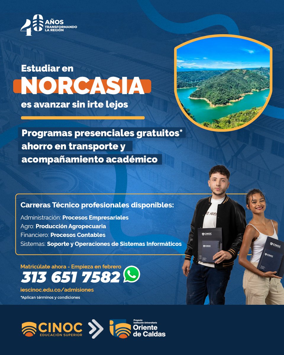 Estudiar en #Norcasia es avanzar sin irse lejos.

Inicia tu proceso de inscripción aquí: iescinoc.edu.co/admisiones/
WhatsApp: wa.me/3136517582
iescinoc.edu.co/ofertaacademic…

*Aplican términos y condiciones.