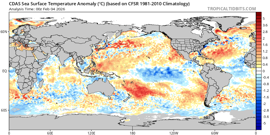 Piscina cálida frente a Chile se fortalece.

La anormal masa de agua cálida sigue presente frente a nuestra costa y se ha fortalecido, con anomalías mayores a 1 - 2.5 °C. 
Si esta piscina persiste las próximas semanas y meses, los sistemas frontales, ríos atmosféricos y bajas