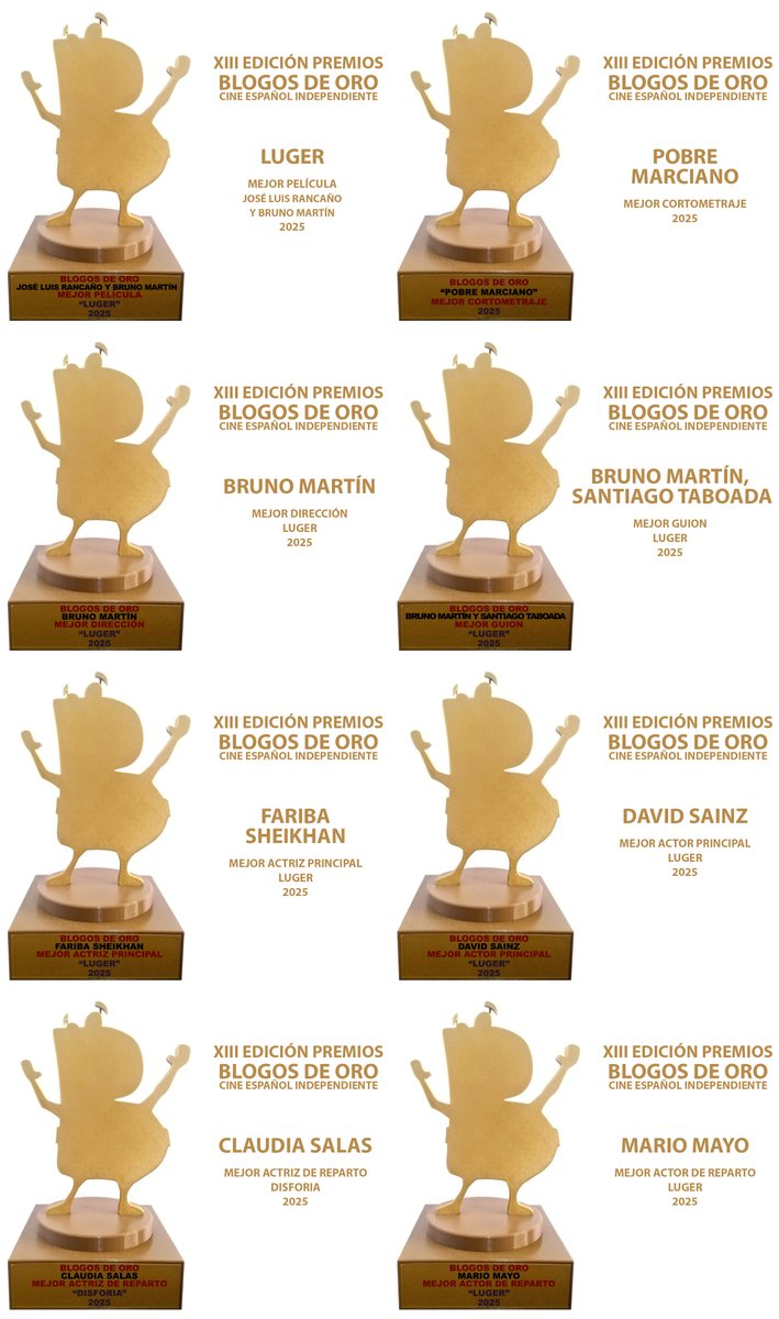 Palmarés completo con todas las ganadoras de los Premios de Cine español Independiente #BlogosDeOro 2026 en blogosdeoro.blogspot.com/2026/02/palmar…

¡Enhorabuena a las afortunadas y afortunados y muchas gracias a todo el mundo por confiar en nuestros premios! 🤗