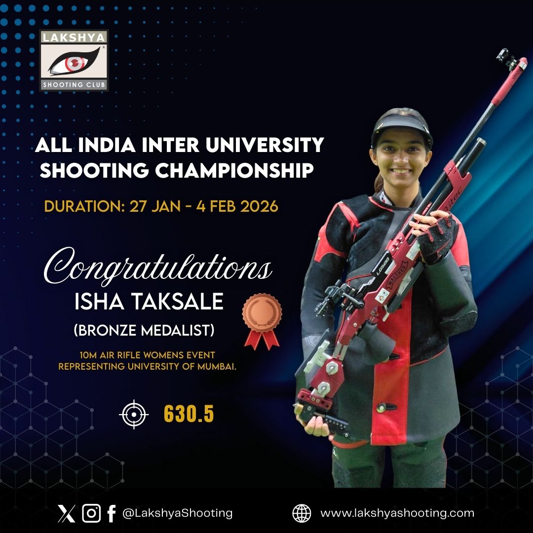 All India Inter University Shooting Championship | 27 Jan – 4 Feb 2026
Isha Taksale (Gear for Gold athlete, supported by Gosports), representing the University of Mumbai
10m Air Rifle – Women
🥉 Bronze | 630.5
Steady, composed, and podium-ready.
#InterUniversityShooting #Shooting