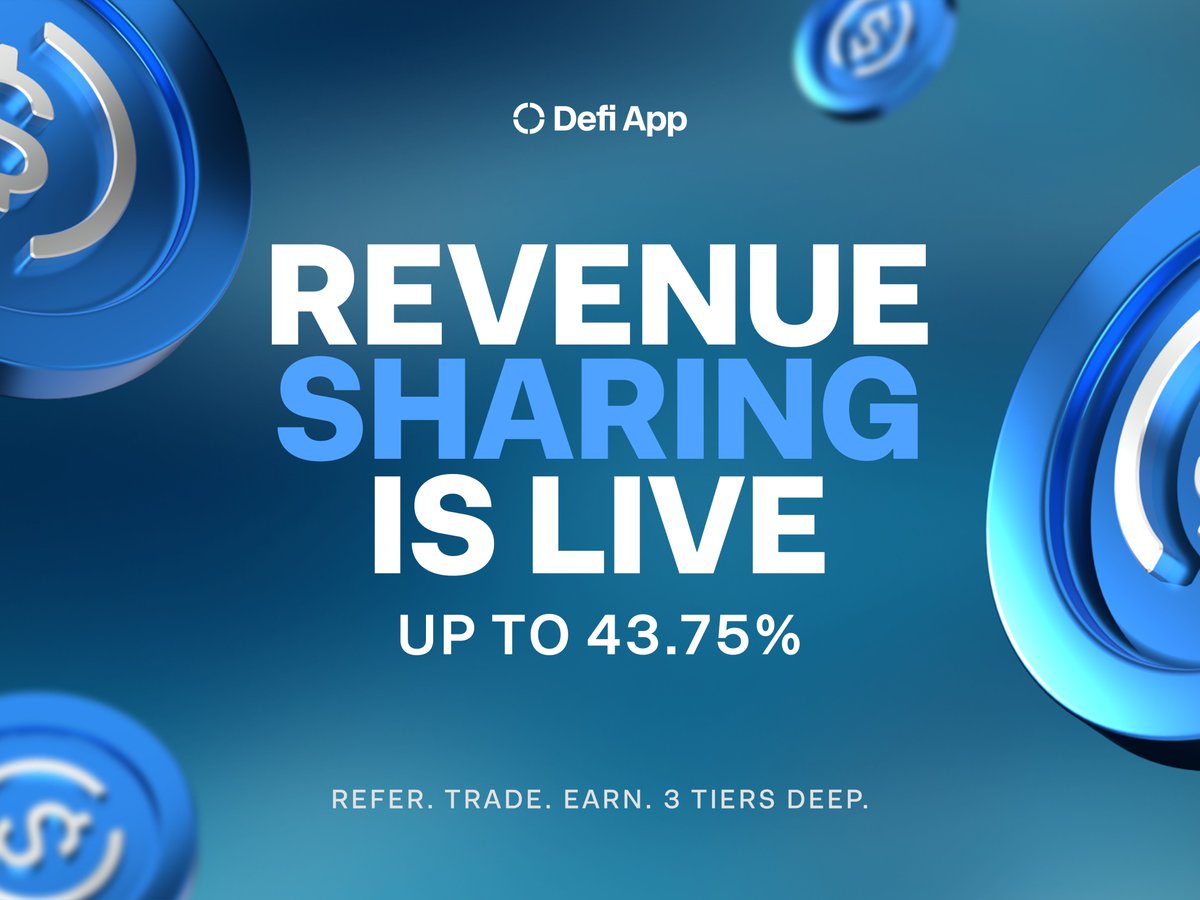Revenue sharing is now live.

Refer friends. They trade. You earn.

Up to 43.75% of their trading fees.

3 tiers deep. Here's how it works: