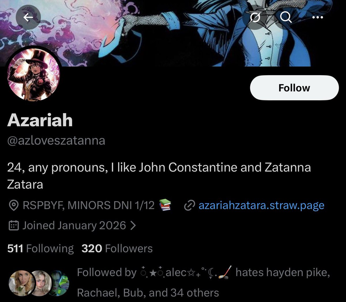 Another creep.

<a href="/azloveszatanna/">Azariah</a> has been harassing women on here, harassing lesbians, being overly sexual to a girl who just turned 18 making her uncomfortable and was also caught dming with a minor. Please block/unfollow them and retweet this post to make more people aware.