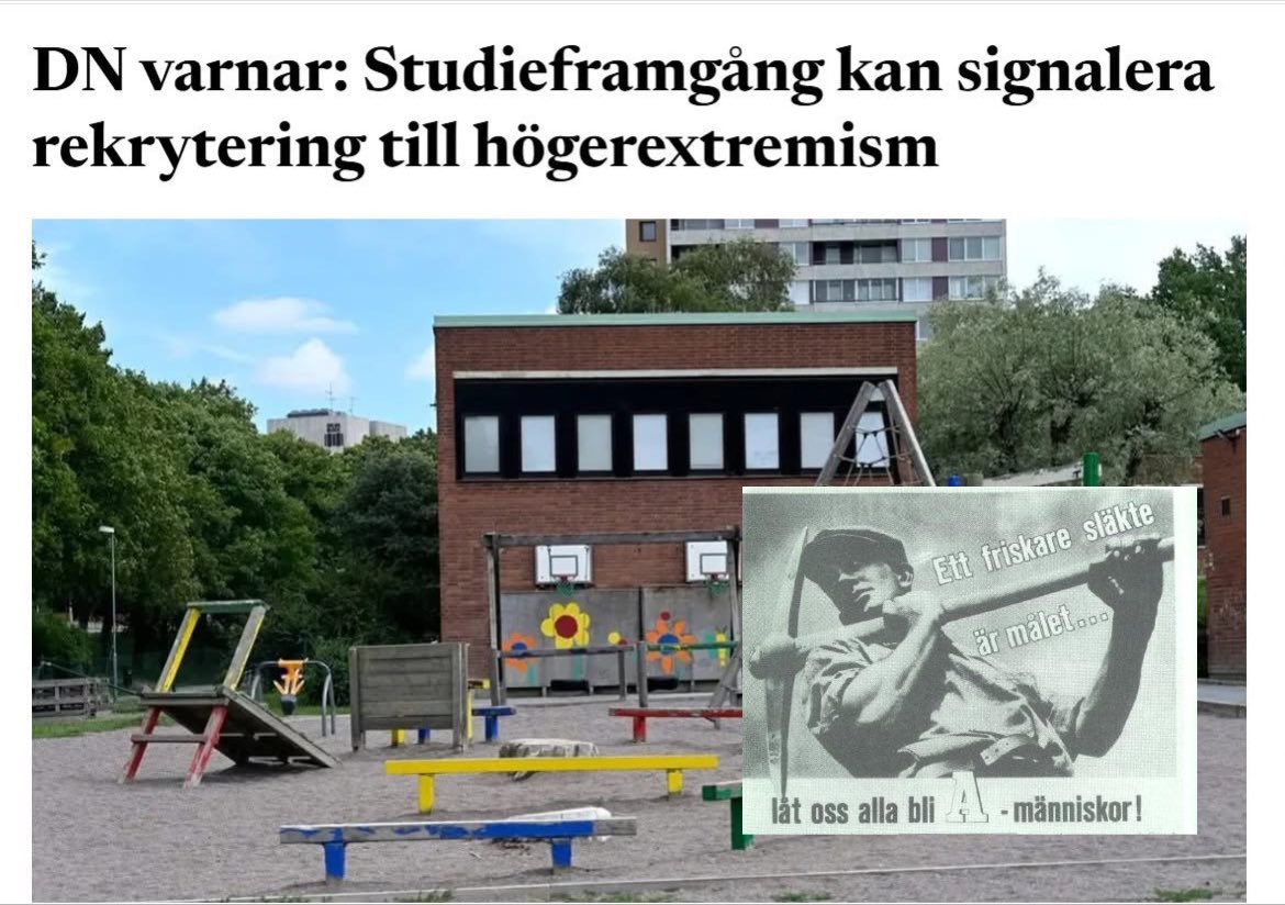 🚨🇸🇪 Sweden is having a problem with Nazism.

Two schools in southern Stockholm have warned parents and staff that young people risk being recruited to far-right active clubs, and unexpected school success is cited as a potential warning sign. 

“The tricky part with the active