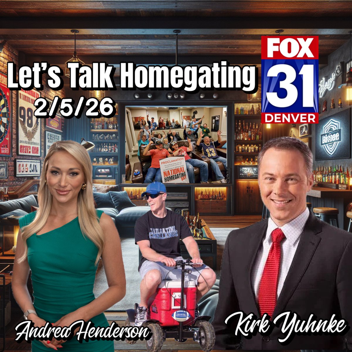 TailgatingChall's tweet photo. Letโs talk some Homegating with @KDVR tomorrow ๐บ
Will show some more fun gear and games for your BIG game party!
#tv #fox #homegating https://t.co/tTCyQMFMW9