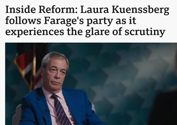 Don’t miss Reform UK’s latest party political broadcast on BBC2 tonight. Special thanks to my director of propaganda, Laura Kuenssberg