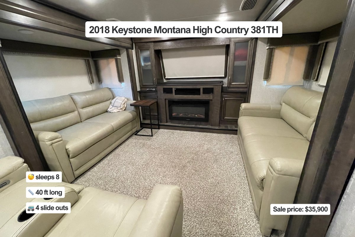 RVsDotCom_'s tweet photo. Go big or go home 🚐

Used 2018 Keystone Montana High Country 381TH
New 2026 Forest River Rogue Armored 351G2 https://t.co/vPUPV6JEe2