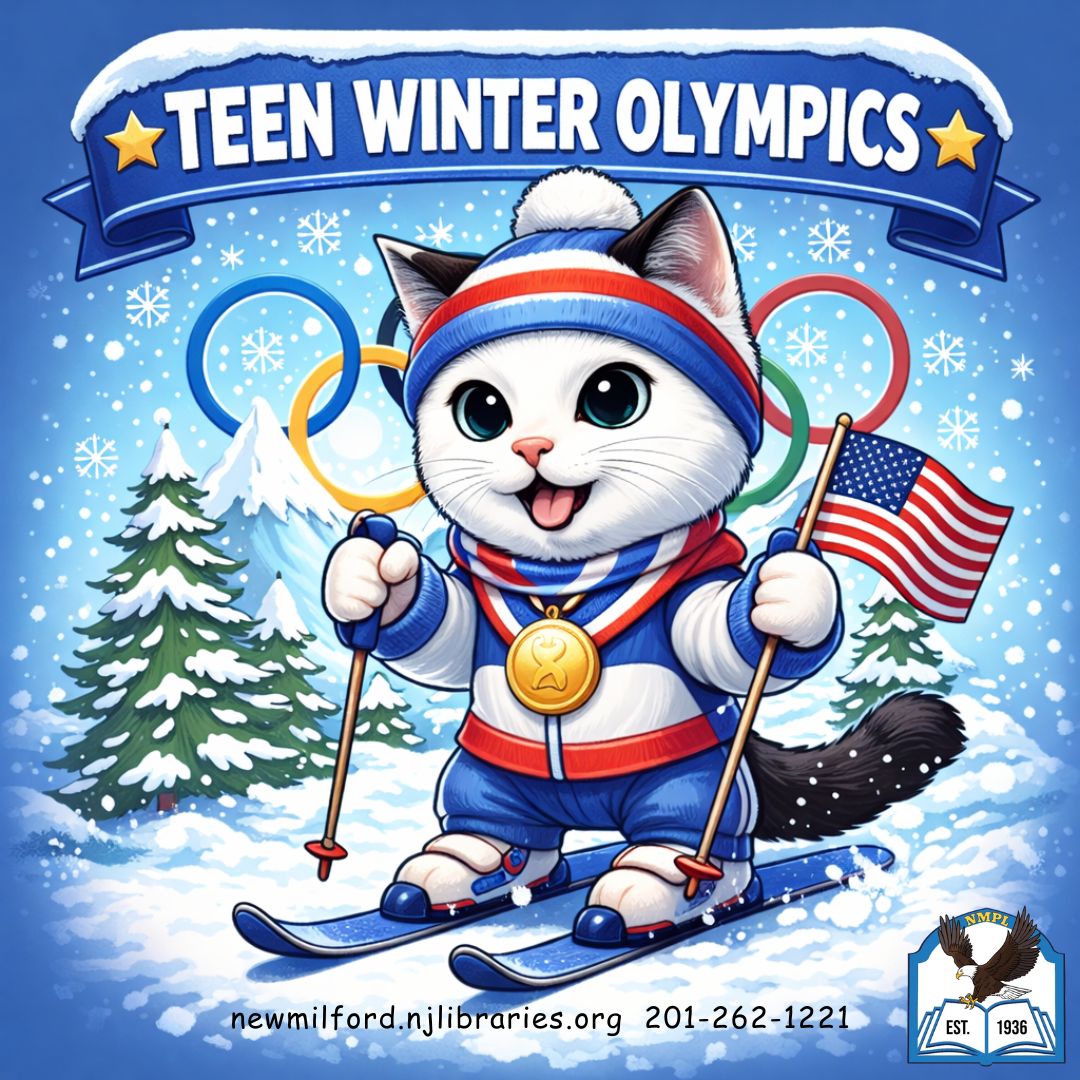 Good Morning!
Today at the library:
*10:30am Little People Storytime
*5:30pm Teen Winter Olympics - Grades 6  to 12
Win some prizes and enjoy hot cocoa to warm up!
*Registration Required!
Visit: buff.ly/Z275zMn
#newmilfordpubliclibrary #newmilfordnj #newmilfordnewjersey