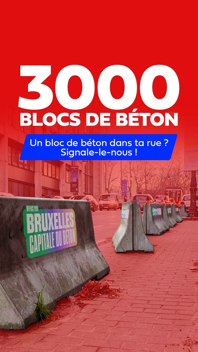 MRBruxelles's tweet image. Bruxelles compte plus de 3000 blocs de béton pour des solutions temporaires. Temporaire depuis 2016.
Pour le MR ça suffit, le béton est devenu une solution facile et durable à tous les problèmes. Nous demandons qu’ils soient retirés là où ils ne sont pas strictement nécessaires.…