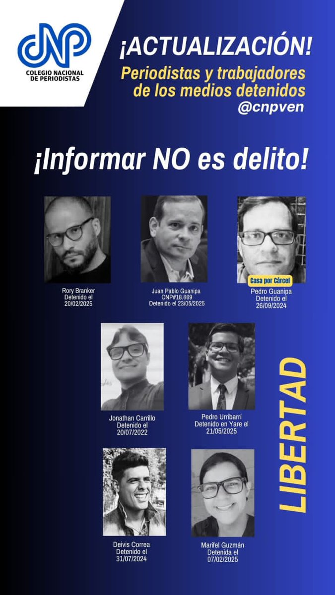 Ellos siguen presos. Son 6 y uno tiene casa por Cárcel. Mira sus rostros.
Tienen familia, hijos, hermanos, padres, quienes también sufren las consecuencias de tenerlos presos. Pedimos la libertad plena.