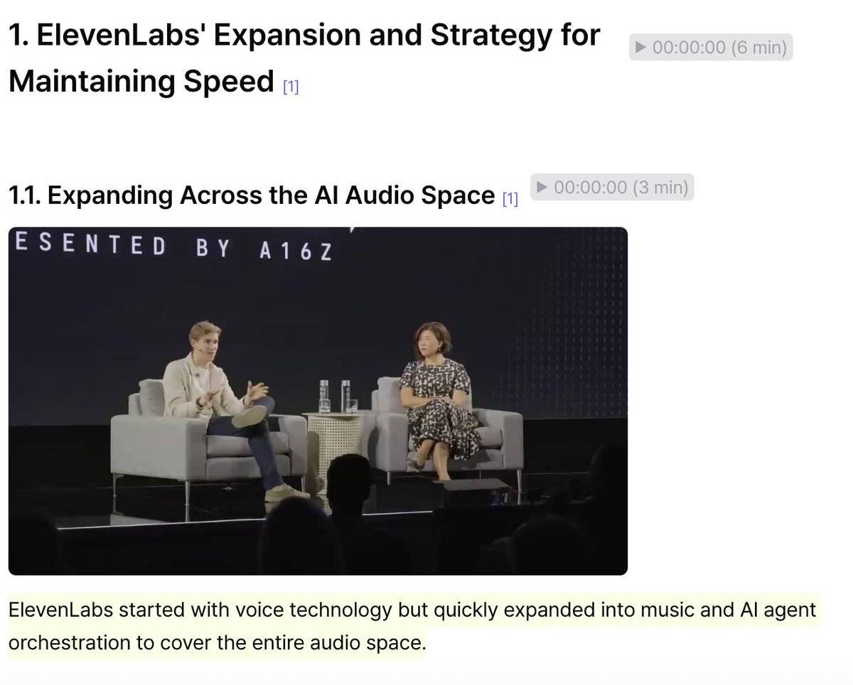 ElevenLabs just raised $500M at an $11B valuation.

This CEO interview was recorded 3 months ago.
If you want to understand their success strategy, this is the right time to watch it — or read it as notes: lilys.ai/digest/8008096…