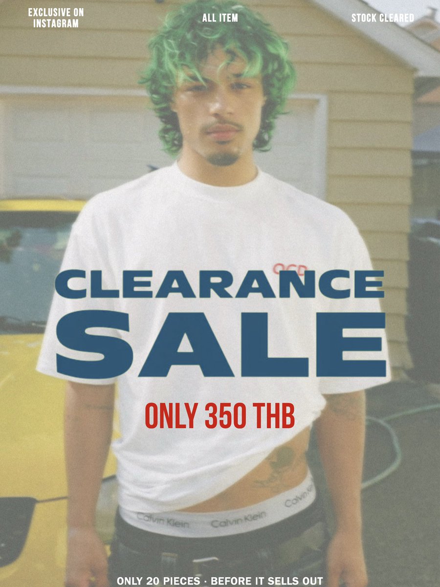 ❤️‍🔥CLEARANCE SALE 
Before it sells out!! Only 20 pcs.
U can choose all items

เคลียร์สต๊อกก่อนหมดคลอเลคชั่น!!! สามารถเลือกได้ทุกลายของคลอเลคชั่นนี้ 20ตัวสุดท้าย 🔥
.
ราคาเดียว 350.-
จนกว่าสินค้าจะหมด🤙🏾

SIZE : 1 | 2 | 3
PRICE : 350 THB

SHOP NOW LINE OFFICIAL : @OCDCULTURES
