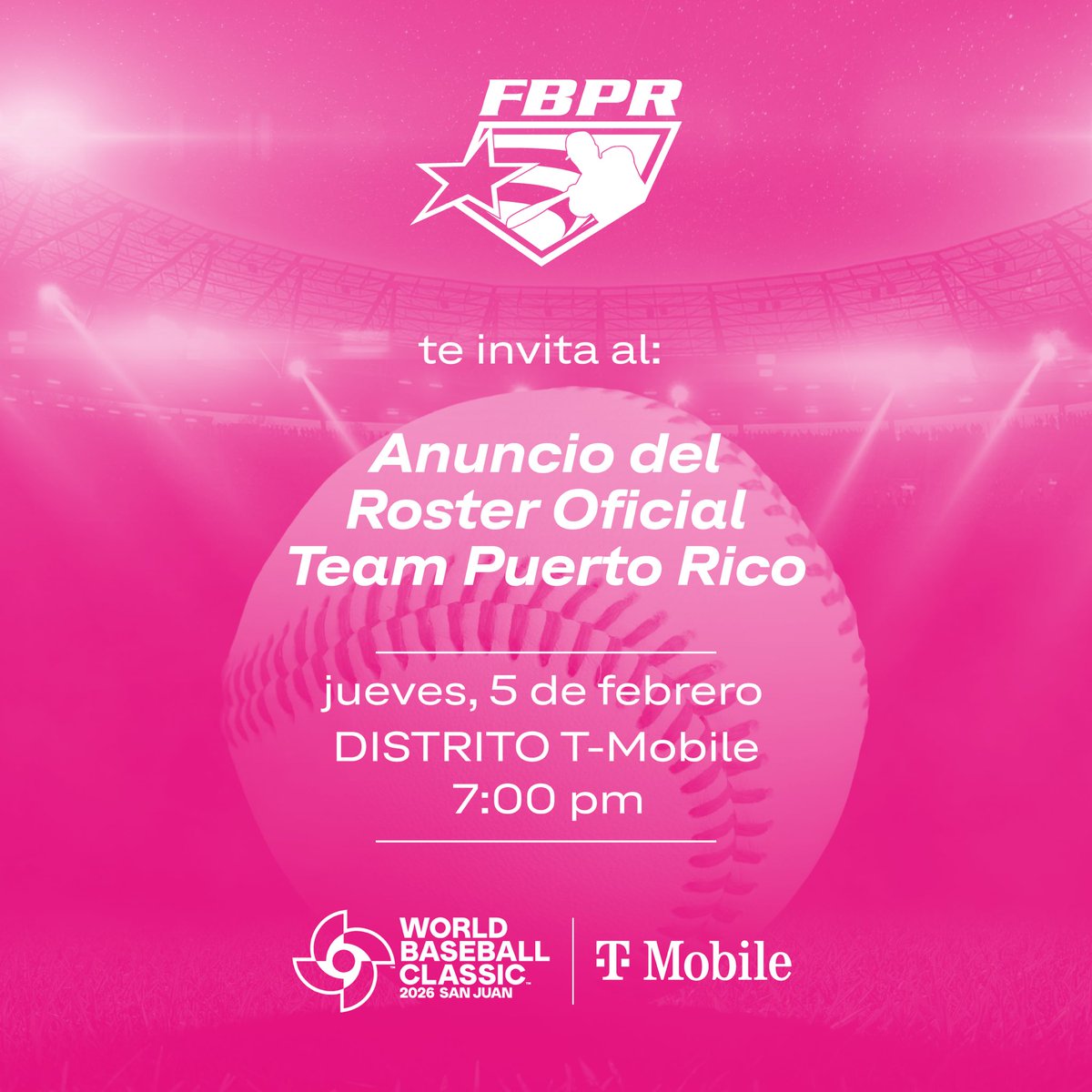 ¡Con bandera en mano! 🇵🇷⚾️

Acompáñanos a la presentación del roster de #LosNuestros rumbo al #WorldBaseballClassic. 

#FBPR