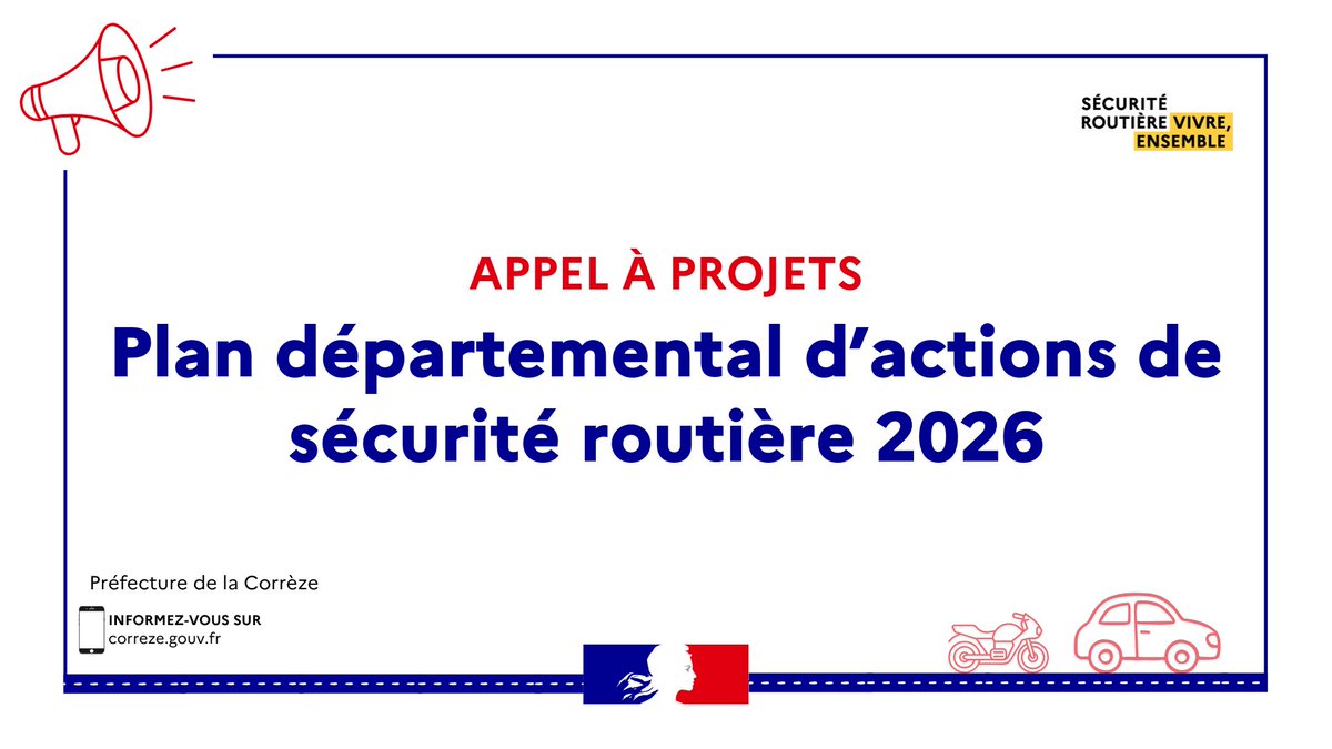 Image de Préfet de la Corrèze - #PDASR2026 | Appel à projets Sécurité routière 🚦

Vous avez un projet ou une idée d’action ?
👉 Tra