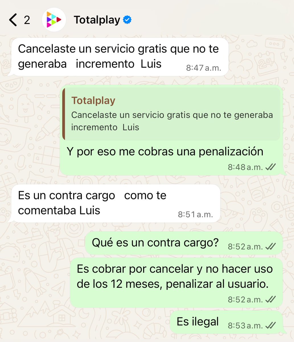 Si cancelas antes de los 12 meses que eran gratis se genera un “Contra Cargo” lo que es no querer mencionar penalización por que saben que es ilegal <a href="/CondusefMX/">CONDUSEF</a> <a href="/Profeco/">Profeco</a> <a href="/totalplaymx/">Totalplay</a>