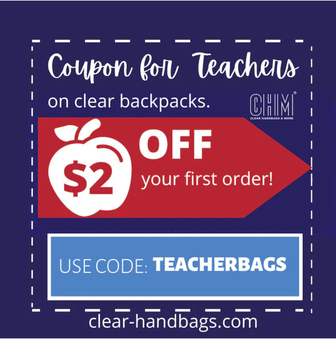 clear_handbags's tweet image. Clear Bags For Schools
CLEAR BAGS FOR TEACHERS COUPON CODE! $2 OFF our Clear Backpacks and purchases of $9.99+. Heavy duty clear backpacks, clear portfolio bags, clear tote bags, clear lunch bag.
clear-handbags.com/pages/clear-ba… #clearplasticbackpack #clearbackpack #transparentbackpack