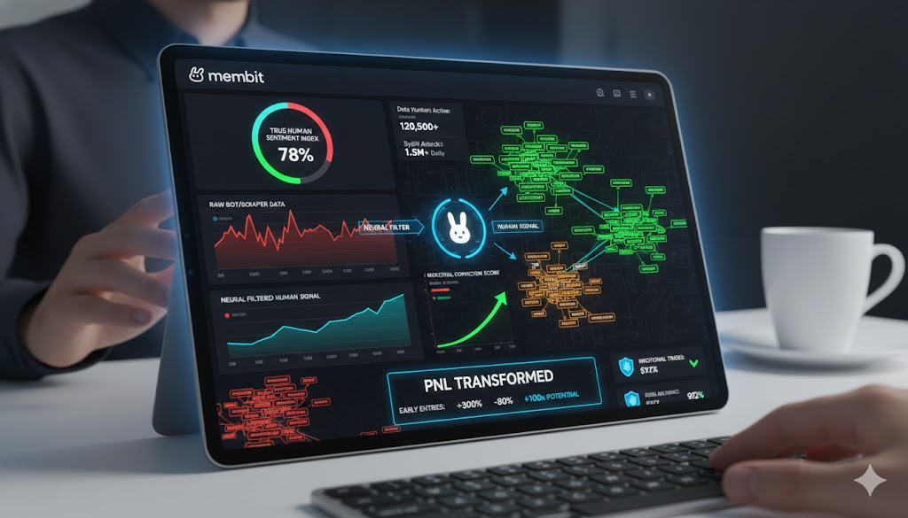 Blancz_16's tweet photo. The Hook 🪝 I used to panic-buy dips & chase hype, only to get dumped on. Sound familiar? 📉 Most "sentiment" tools are worthless against bots.
Then I found Membit Insight. It changed EVERYTHING. This thread explains how. 👇 #CryptoTrading #MembitInsight #Alpha
@membit_ai https://t.co/O3Vl10Xz6E