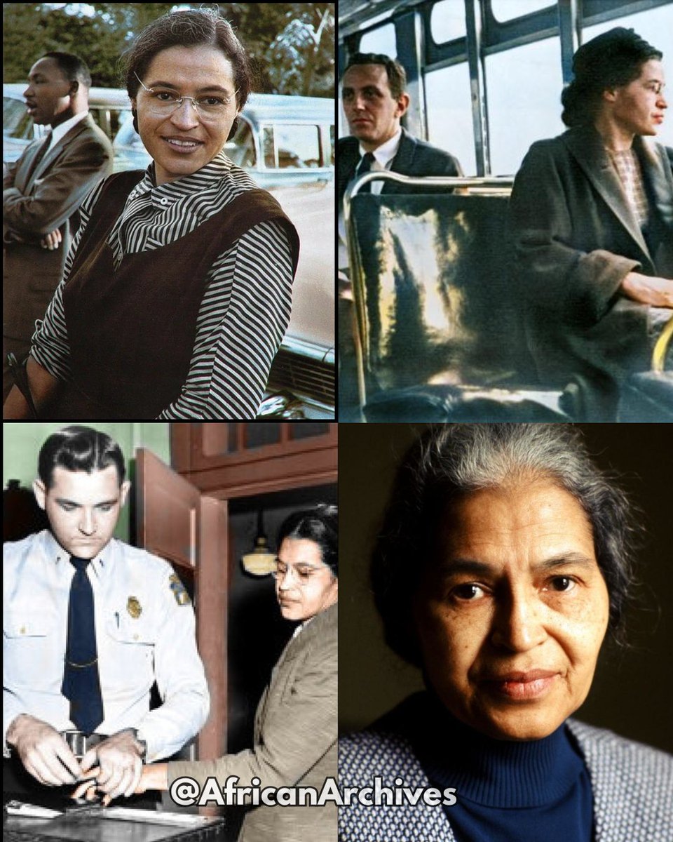 AfricanArchives's tweet photo. Happy Birthday to the late civil rights activist,  Rosa Parks! In 1955, she refused to give up her seat on a bus to a white passenger and got arrested for violating the city’s racial segregation laws. https://t.co/7YGsCFpULN