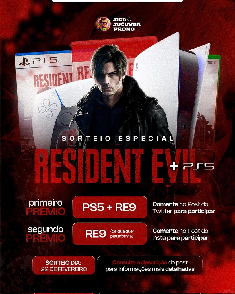 SucumbaGames's tweet image. 🎉 SORTEIO DE PS5 + RESIDENT EVIL REQUIEM 🎮✨

Resultado no Dia 22/02 às 21h

Para concorrer ao 1° Prêmio do Console + Jogo

• Seguir @SucumbaGames
• ❤️ Curtir + RT 🔄
• Seguir nosso Canal de Promoções no Whatsapp e mandar um Print, Link no 1° comentário e na Bio

Para…