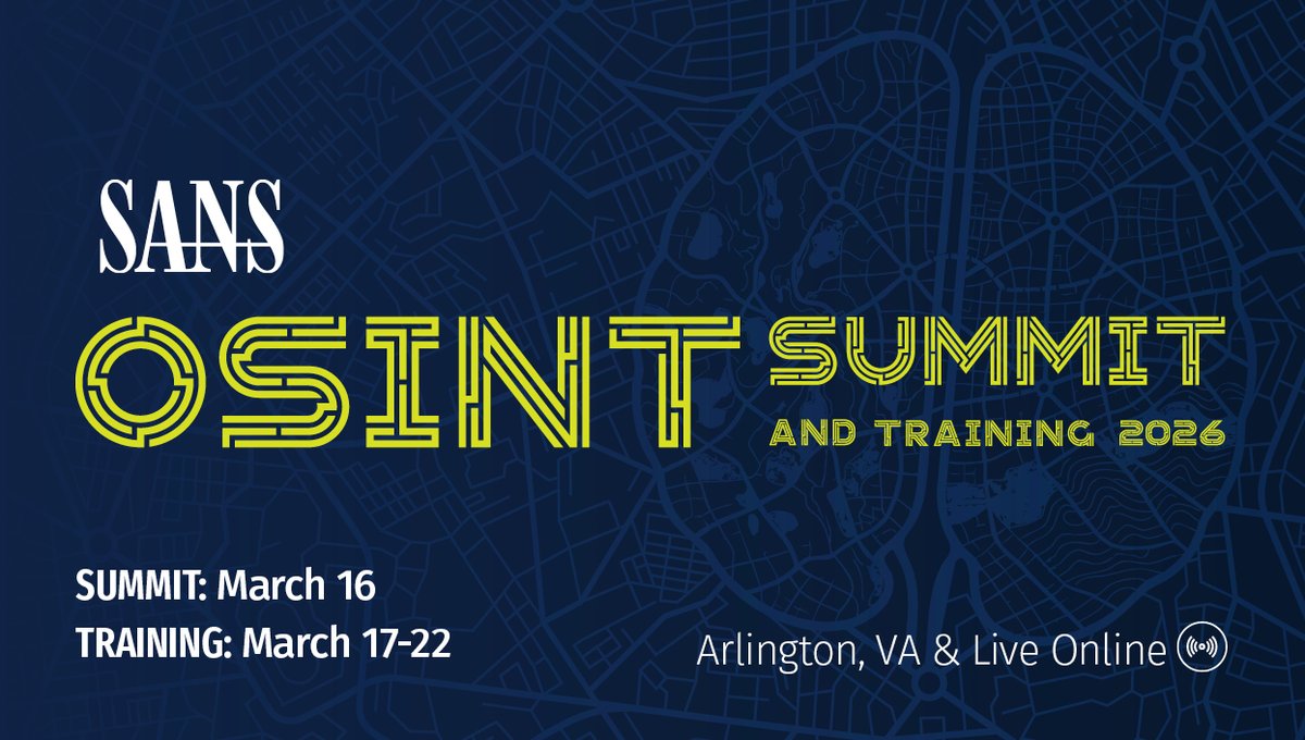 SANSDefense's tweet photo. How do defenders responsibly turn public data into decisions that matter?
Join @chris_pizor, @bettersafetynet, & your community at #OSINTSummit in Arlington on March 16 to see how OSINT supports investigations, detection, & response.
β‘οΈ View Agenda: https://t.co/8jAsN4X0GI https://t.co/TFE0WpfGyb