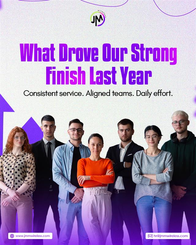 Last quarter reflected the standards we hold ourselves to every day. Strong service starts with a strong team.

#JMWireless #PerformanceReflection #ServiceStandards #TeamDriven