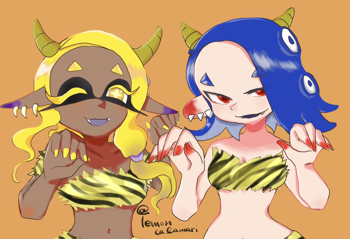 豆まきしなかったので、鬼ウツホちゃんと鬼フウカちゃんを描いた。寝ます