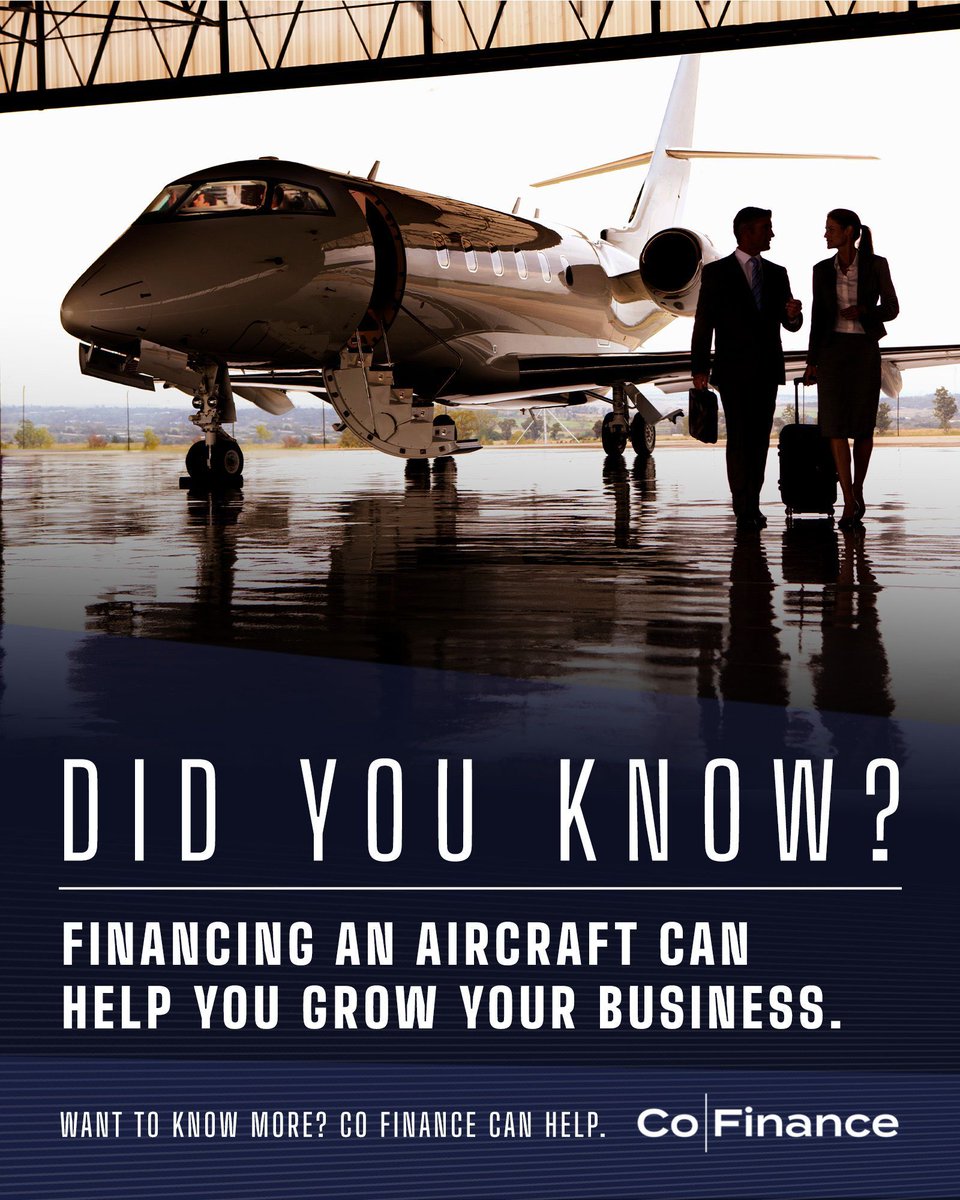 CoFinanceInc's tweet photo. #DidYouKnow? #Financing an #aircraft can actually help you grow your business.

At Co Finance, our experts will help you personalize your #loan to ensure capital stays available for hiring, expansion, equipment, and new opportunities.

Interested? Let’s chat:
📱 (414) 316-6000 https://t.co/9obnjwYbdI