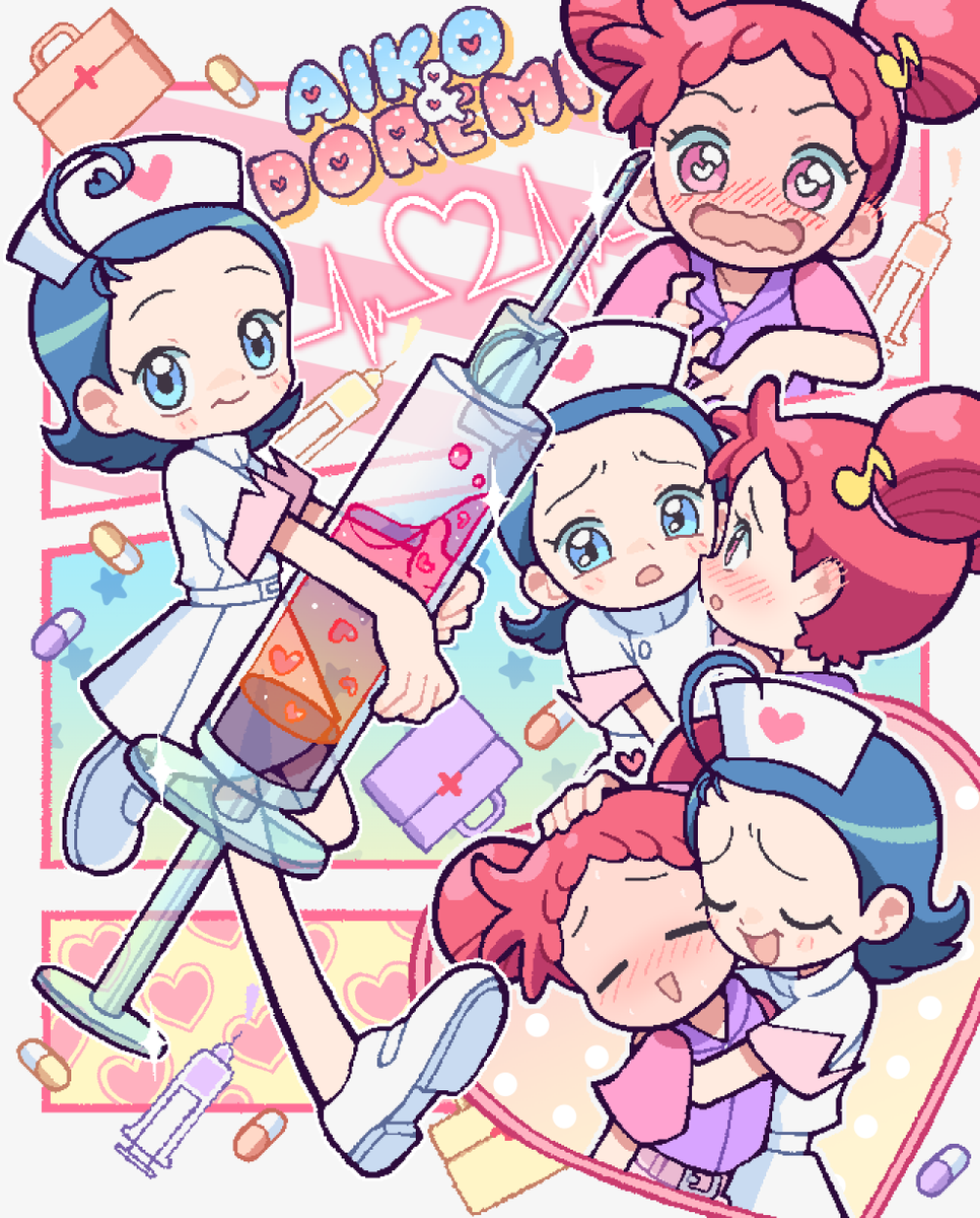 castussan's tweet photo. Doremi caught a fever but luckily Nurse Aiko arrived to take care of her 😇

(I like this ship too...) https://t.co/vsbn8sP7sF