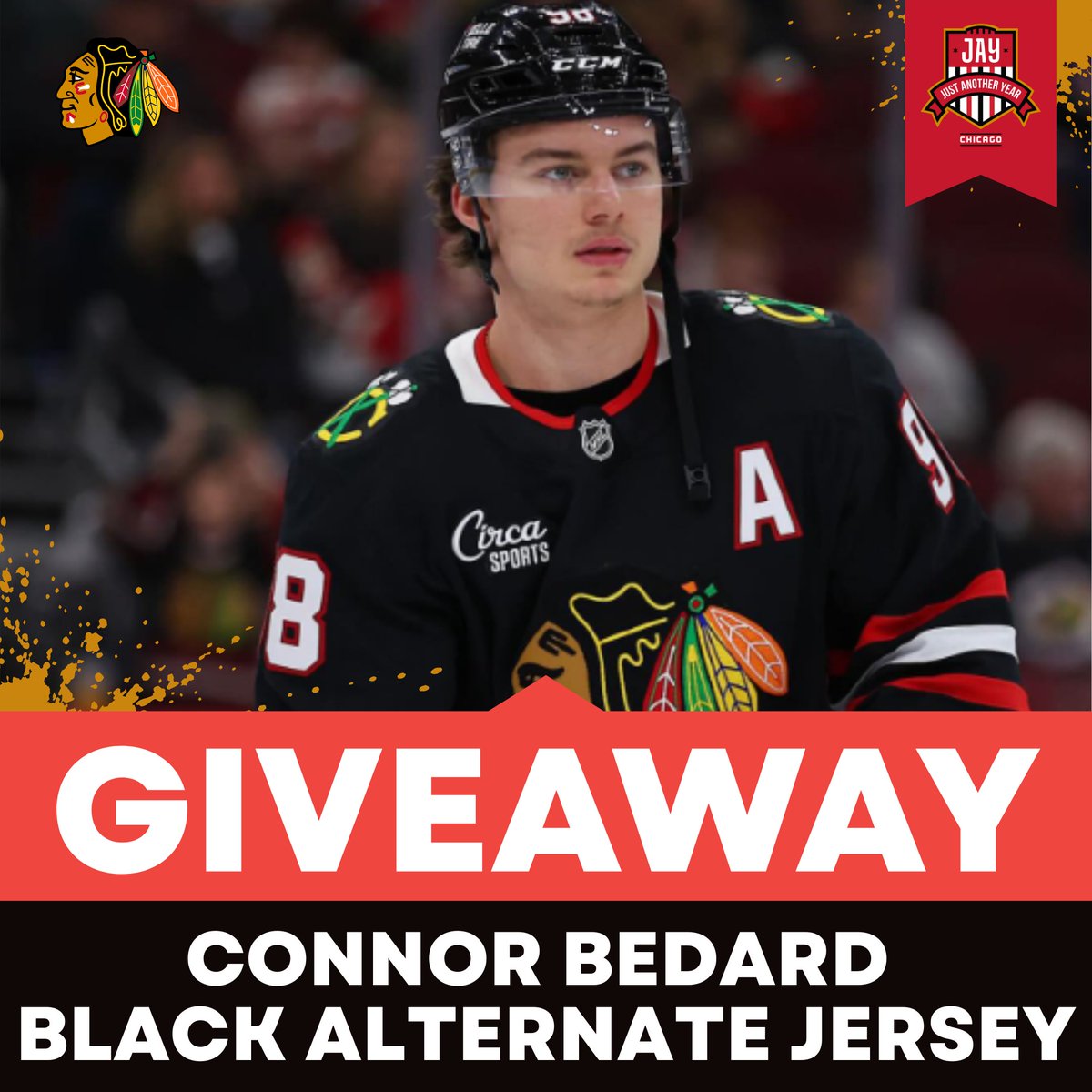🚨GIVEAWAY! 🚨

With the #Blackhawks entering the Olympic Break, we're giving away a black alternate Bedard jersey!

To enter;
-Like &amp; RT this tweet
-Follow <a href="/JAYChi_Hawks/">Just Another Year Chicago: Blackhawks</a> 
-Comment "Go Hawks!"
*Extra entries in thread

Winner announced 2/6
*Make sure it's us if you're selected*