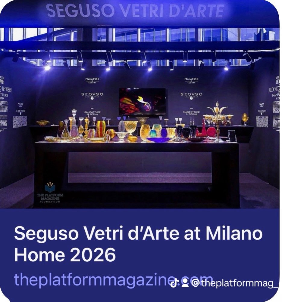 Italian Craftsmanship Meets ContemporaryLuxury ✨At Milano Home 2026, Seguso Vetri d’Arte unveiled a powerful dialogue between centuries-old Murano glassmaking and modern design. 
🔗 Read the full feature:theplatformmagazine.com/tpm-foundation…’arte-at-milano-home-2026 <a href="/DrJudyStaveley/">Dr. Judy Staveley ™ 🧬🧠🇺🇸🔬</a> #Art