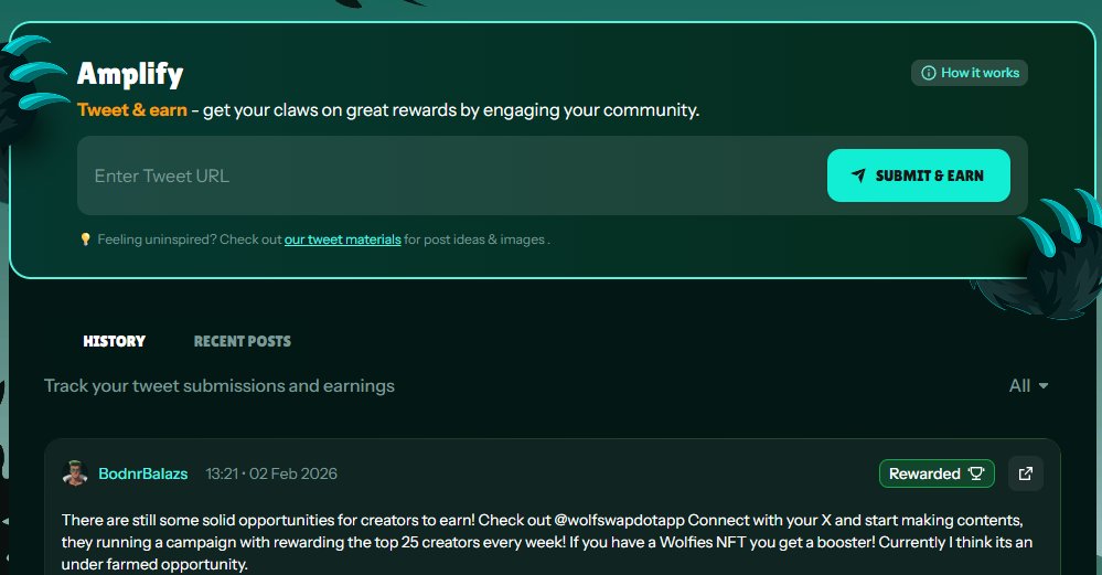BodnrBalazs's tweet photo. Market is down badly..
But there are still opportunities..
@wolfswapdotapp rewarding creators weekly
Even small creators have a good chance becouse its still not overfarmed.
If you have their native NFT, which is around $80, you got some boost. https://t.co/7wtuiQSn1G