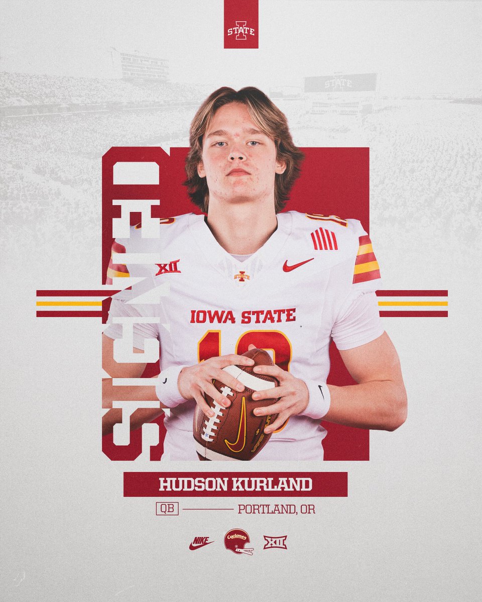 Signed✍️

Welcome to Ames, <a href="/KurlandHudson/">Hudson Kurland (3⭐️QB)</a>🌪️