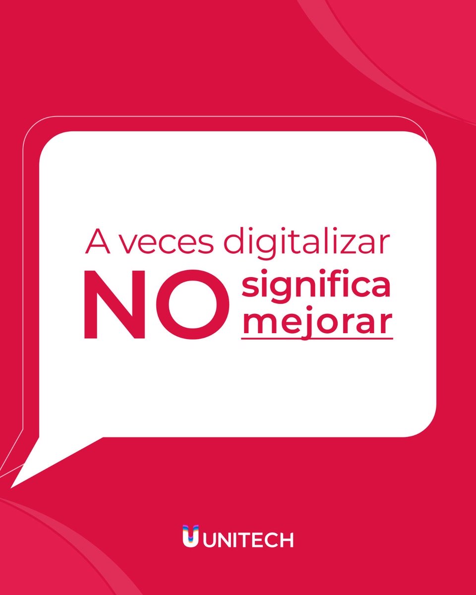UnitechCorp's tweet photo. En el sector público, digitalizar no siempre significa mejorar: procesos que no se optimizan, sistemas que no se integran y más complejidad operativa. 

✅ En Unitech trabajamos la transformación digital con foco en impacto real y sostenible. ¡Deslizá y descubrilo! https://t.co/sqLguB9cdQ