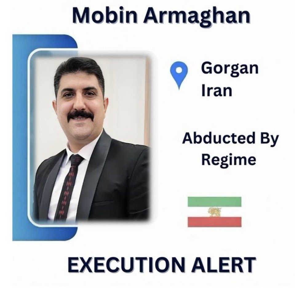 Katierebel2nd's tweet photo. EXECUTION ALERT ⚠️

Khamenei presents himself as “God” while ordering the killing of Iranian civilians who fight to end the terrorist Islamic Republic, using fabricated charges of “War Against God” to justify murder.

⚠️ Mobin Armaghan, was abducted by Islamic Republic terrorists 
📍 Gorgan, Iran

Don’t deal with terrorists.  
@realDonaldTrump 
@SecRubio 

#IranMassacre 
#KingRezaPahlavi