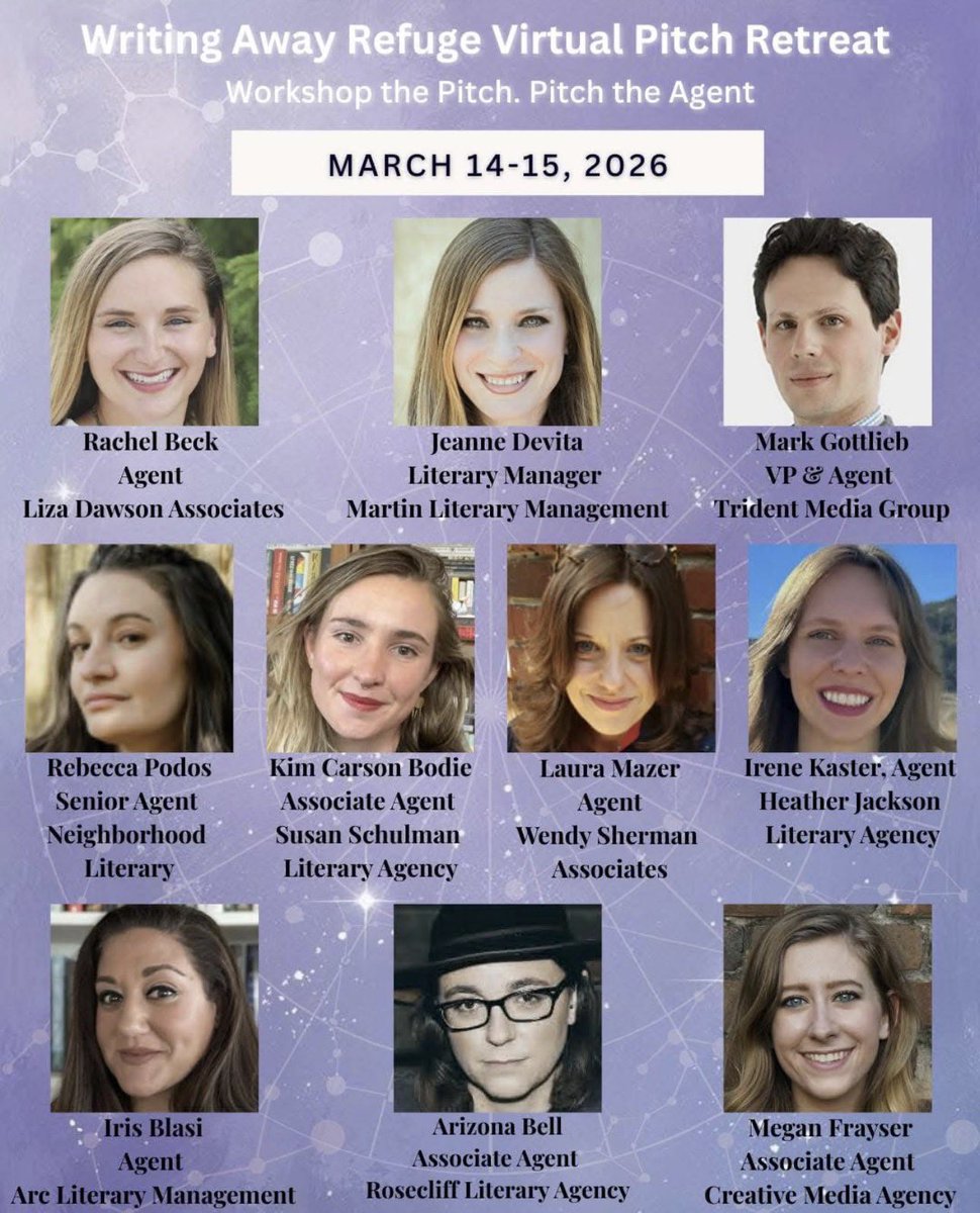 Irene Kaster—1 space remaining
Rachel Beck—3 spaces remaining
Kim Carson Bodie—3 spaces remaining
Rebecca Podos—6 spaces remaining
Jeanne De Vita—6 spaces remaining
Iris Blasi—8 spaces remaining

Workshops, practice pitch sessions &amp; individual pitches with up to 10 literary