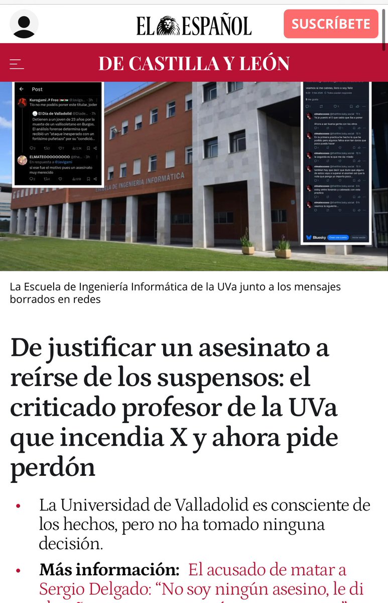 Dani_rm91's tweet photo. No puedo dar crédito como un profesor de @UVa_es puso “si ese fue el motivo pues un asesinato muy merecido” Lo más increíble es que la universidad no tomase ninguna medida y suspendiese a Héctor Felipe Mateo Romero
#justiciaparasergio #Uva #universidaddevalladolid https://t.co/ywo5CjzVCb