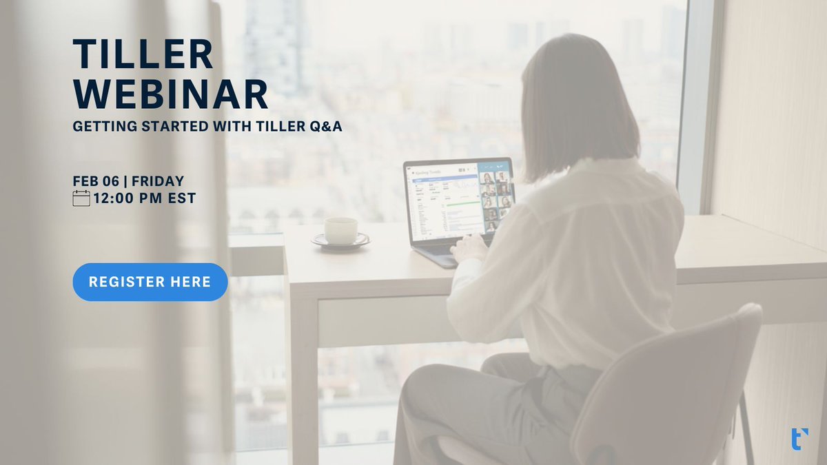 tillermoney's tweet photo. If you just signed up for Tiller (or you're thinking about it), join our Getting Started Q&A webinar this Friday at 12PM EST.

Ask anything. Real humans from our customer success team will answer live.

Can't make it? Register anyway! We'll send the recording and Q&A recap. 

Register here: https://t.co/DgqThOMF6y 

#PersonalFinance #AskUsAnything #FinancialWellness #GettingStarted