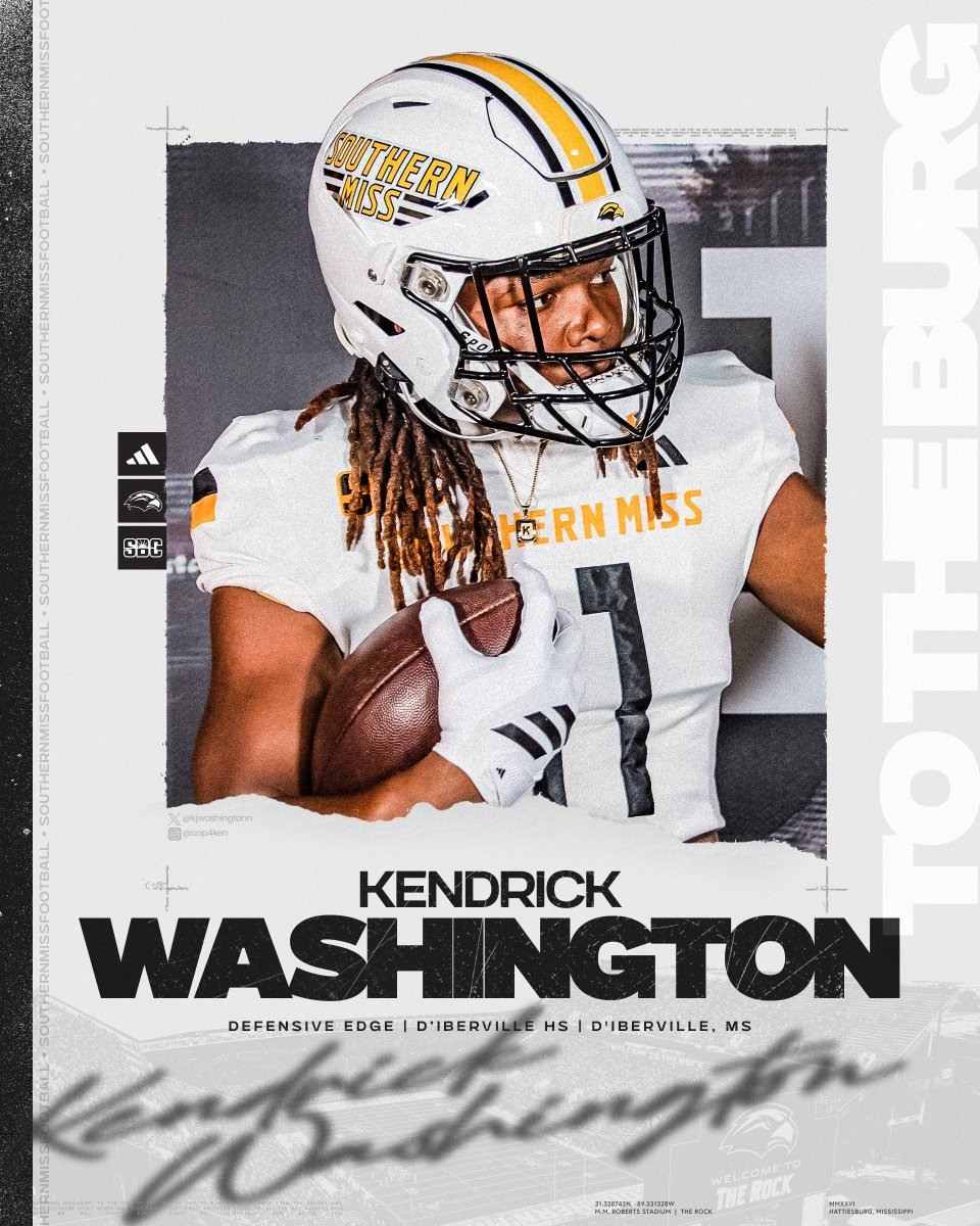 SouthernMissFB's tweet image. Got a Golden Eagle 🔝 

➡️ @kjwashingtonn 

#ToTheTop26 | #SMTTT