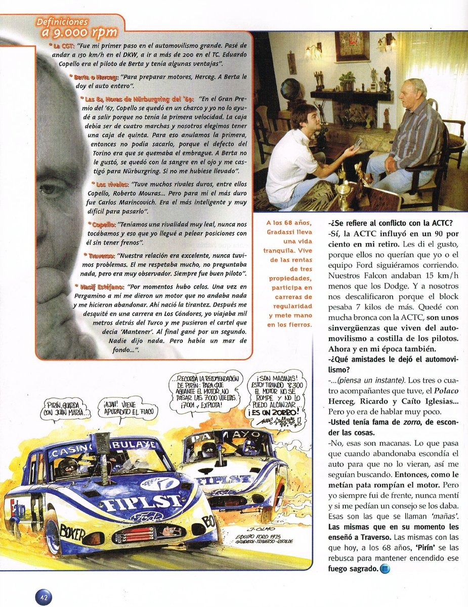 4 de Febrero de 2003. Fallecía Héctor Luis "Pirín" Gradassi 🎗️

Destacado desde sus comienzos con las motos que él mismo preparaba, el Turismo con el 1093, DKW y 128 y luego al Turismo Carretera, donde obtuvo 29 victorias y 4 Campeonatos

Nota de <a href="/RegueiraLeo/">Leonardo Regueira</a> en Serie 1, año 2001